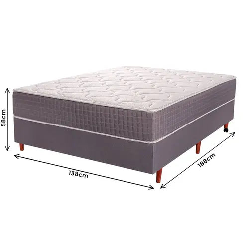 Box Casal Cristalflex Flash 1,38 × 1,88 m – Molas Ensacadas + Base Dubai