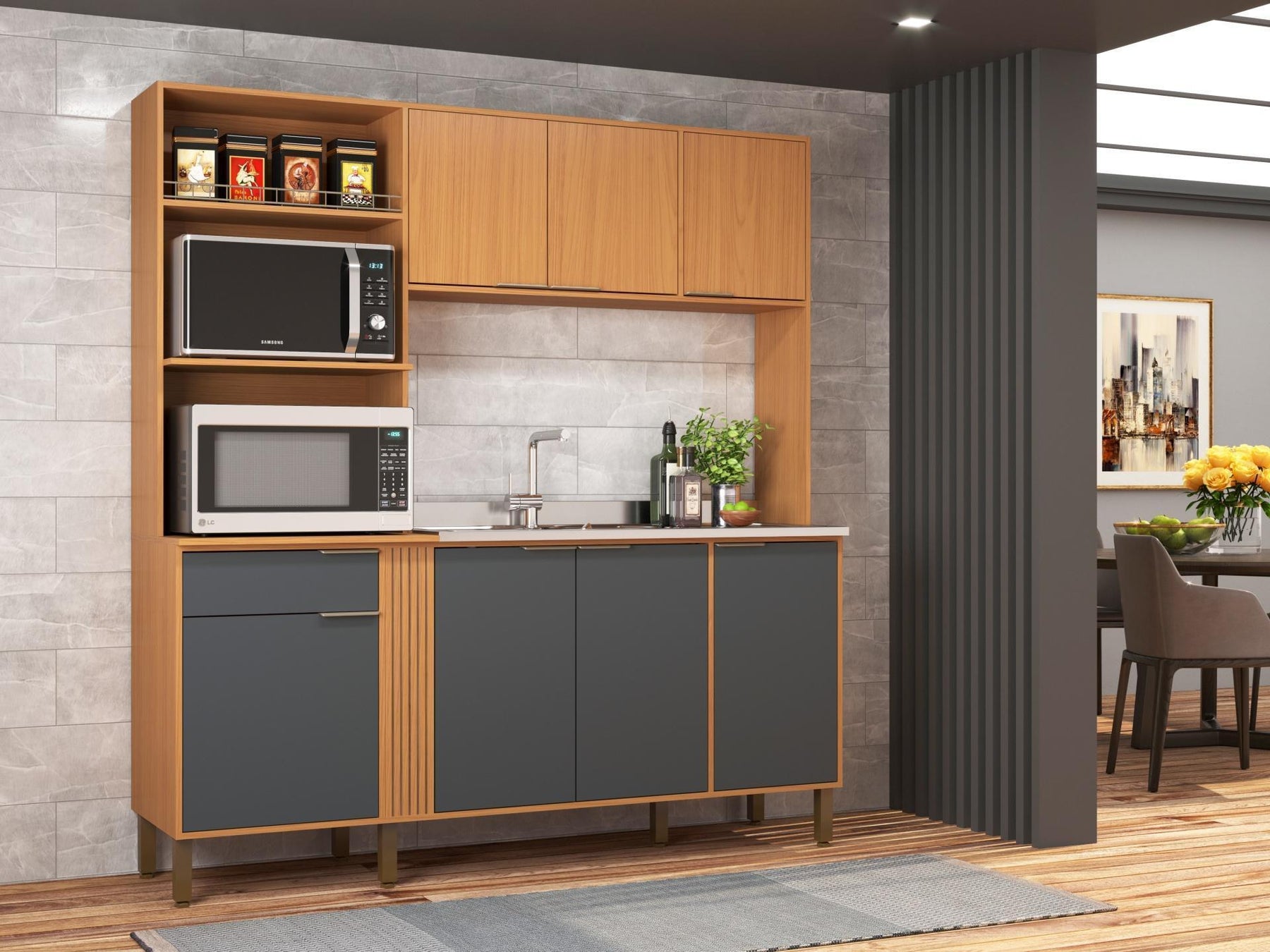 Transforme seu espaço com praticidade e estilo! A Cozinha Compacta Hellen da Móveis Sul