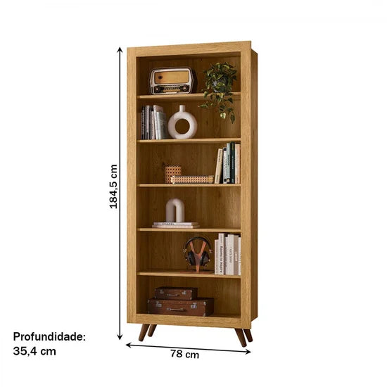 Estante para Livros 6 Prateleiras Freijó - Qmovi