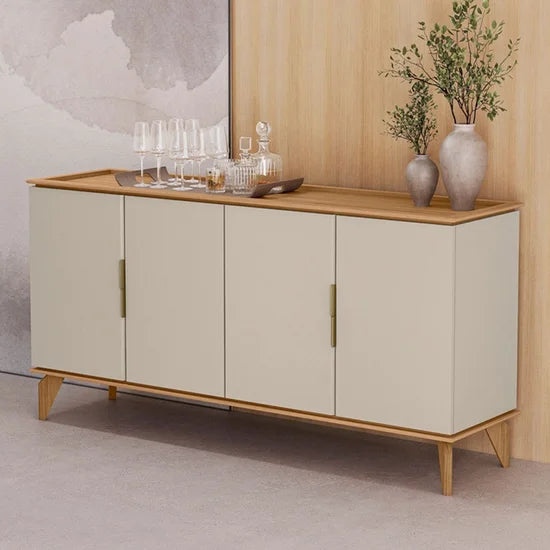 Balcão Buffet évora 4 Portas Jequitiba/Off White Fosco - Linea Brasil