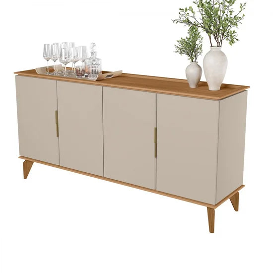 Balcão Buffet évora 4 Portas Jequitiba/Off White Fosco - Linea Brasil