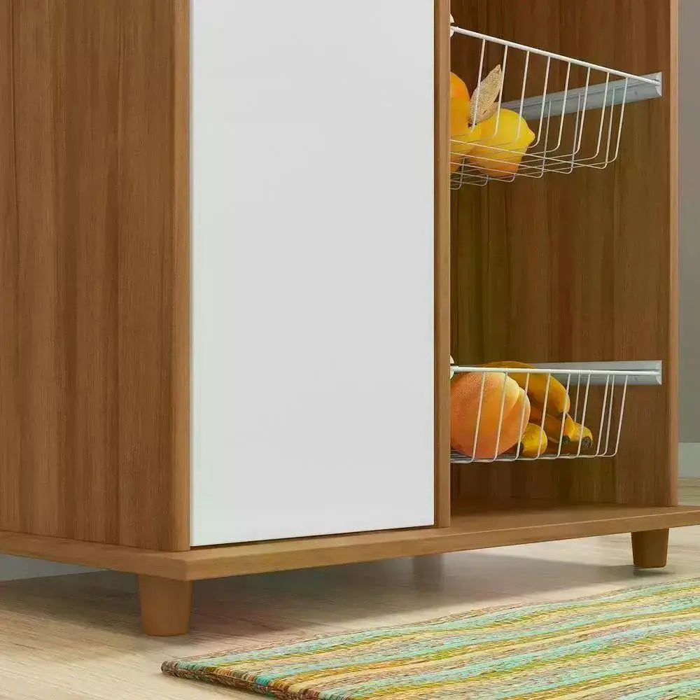 Balcão NT 3075 da Notável com 1 porta e espaço para 2 fornos - Freijo Trend/Branco