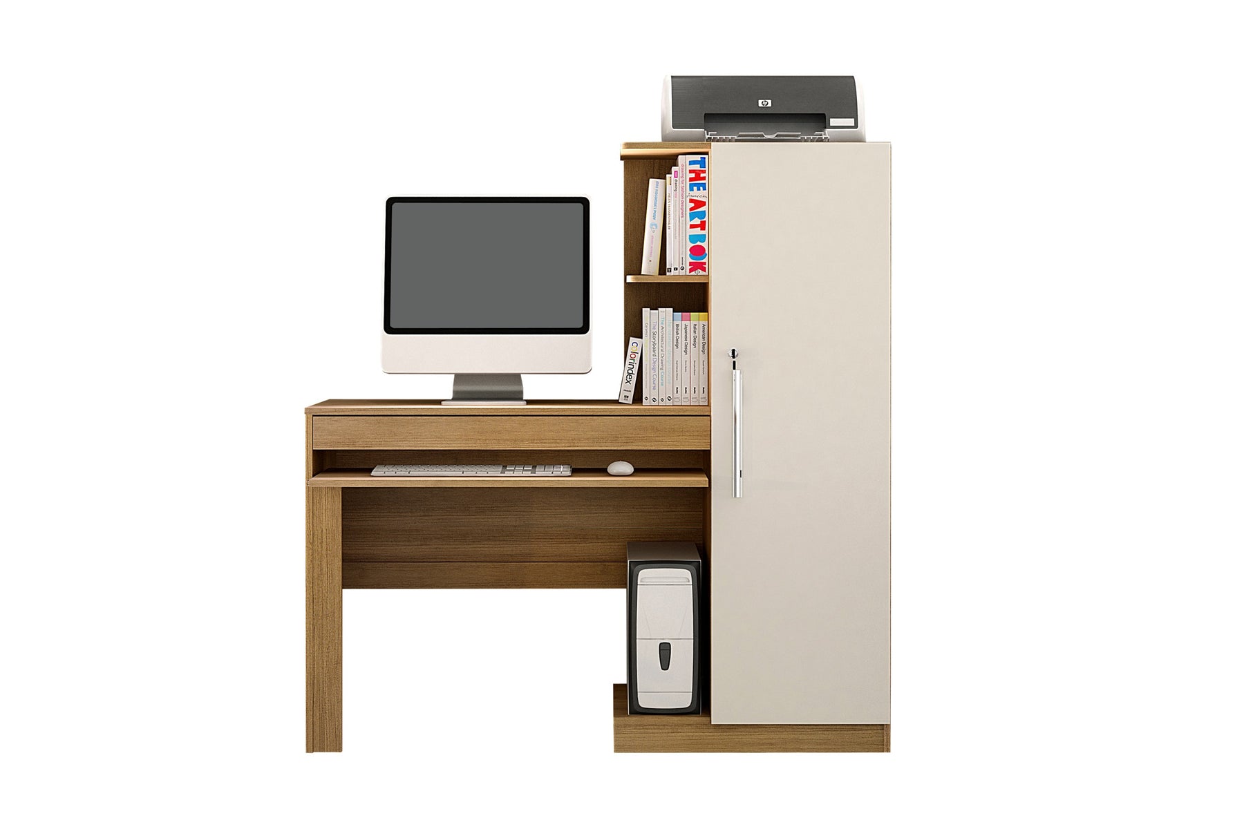 Mesa para Computador com Armário 1 Porta 1 Gaveta Office Valdemóveis Cinamomo/off White Cinamomo Of White