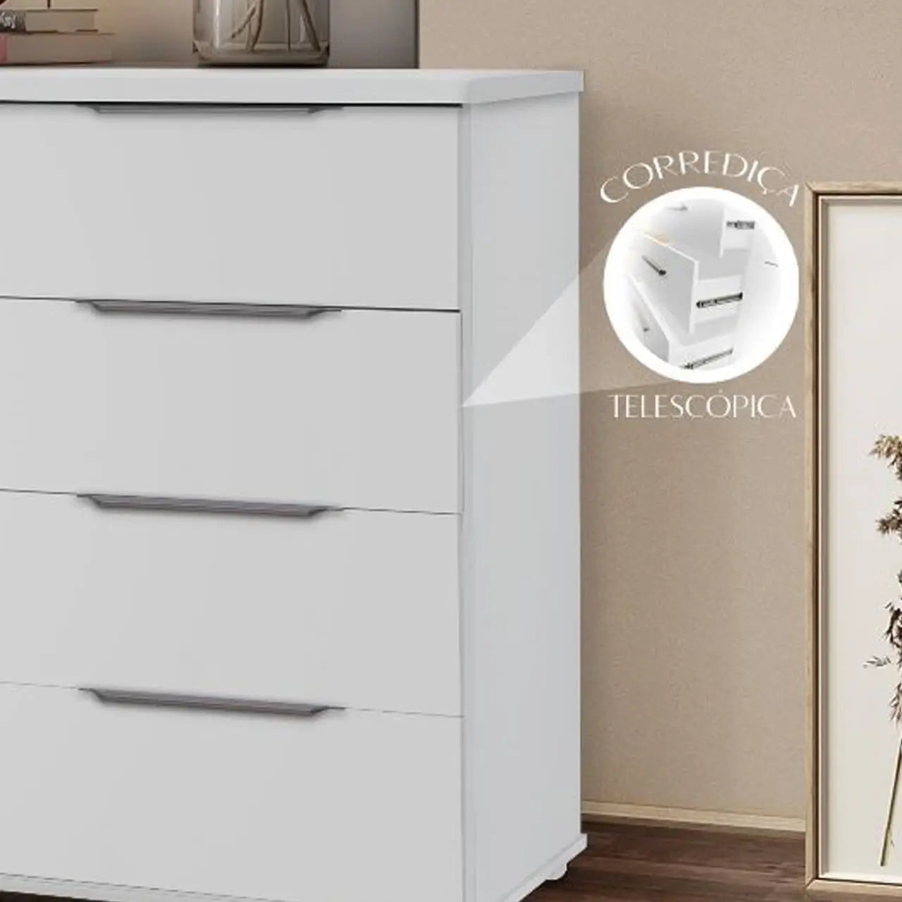 Comoda 8 Gavetas Athenas - Rud Rack Branco