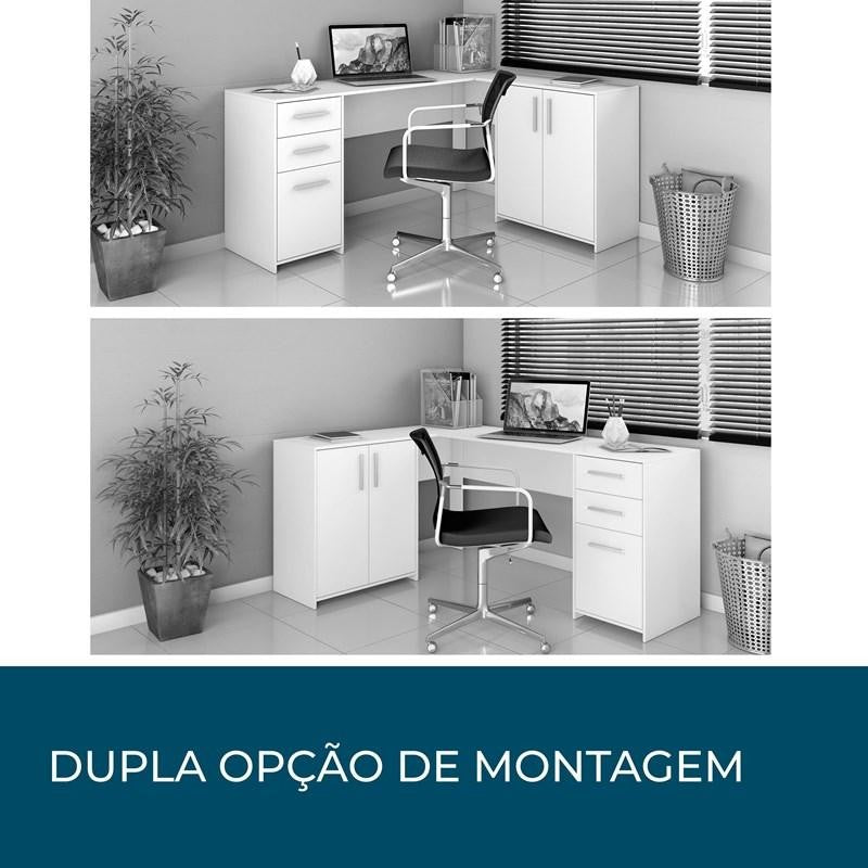 Mesa para Computador de Canto Notável Office, 3 Portas, 2 Gavetas - NT2005