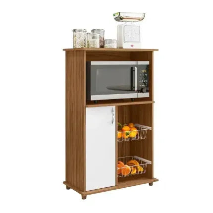 Balcão NT 3075 da Notável com 1 porta e espaço para 2 fornos - Freijo Trend/Branco