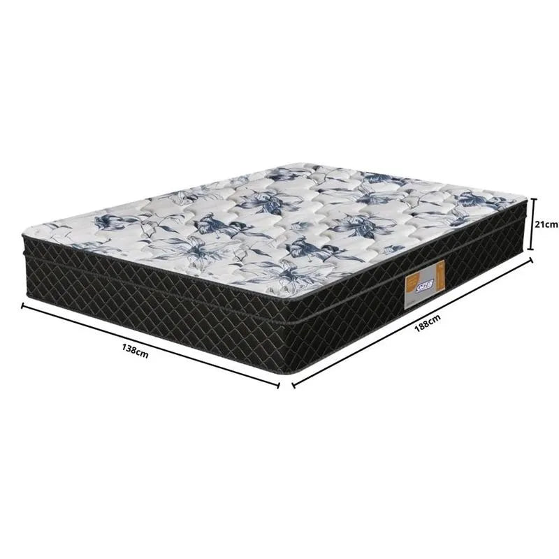 Colchão Casal Espuma 138cmx188cm Supreme Composto Euro Top Cor Branco Com Preto