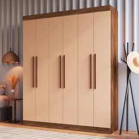 Guarda-Roupa Casal New York 6 Portas 2 Gavetas Castanho/Nude - Doripel