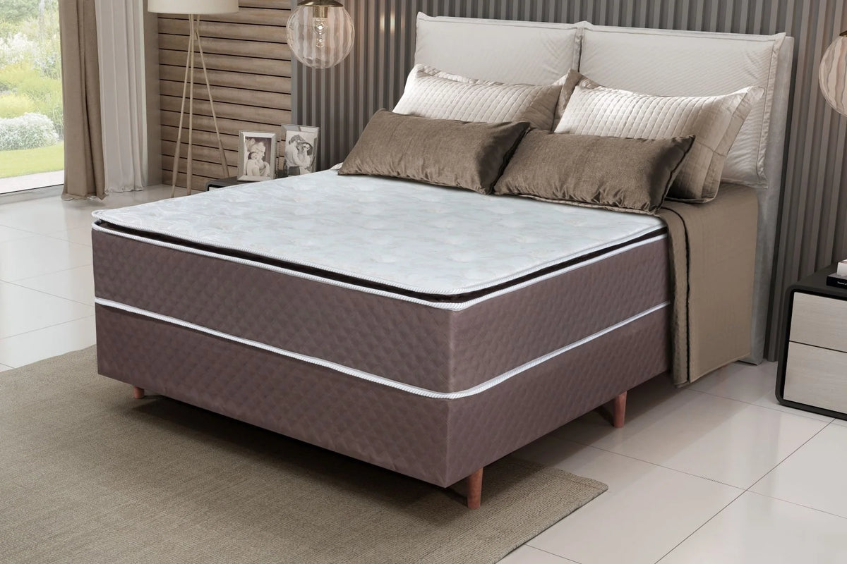 Box Casal Cristalflex Flash 1,38 × 1,88 m – Molas Ensacadas + Base Dubai