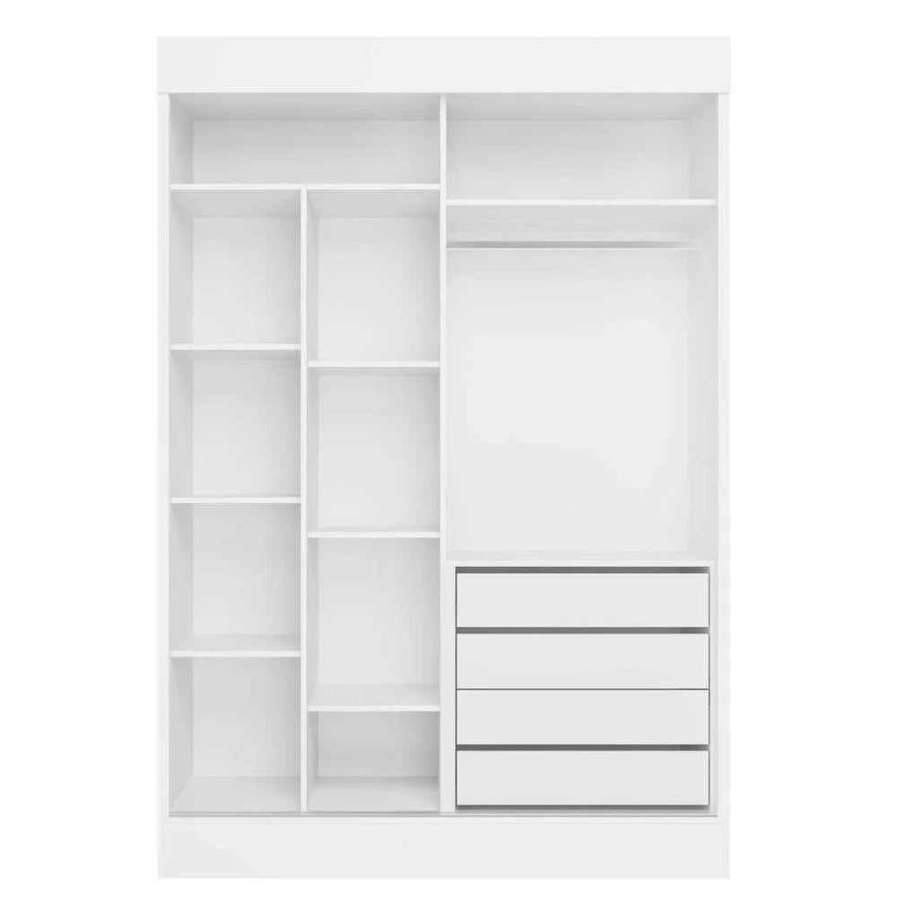 Guarda Roupa Chicago 2 Portas de Correr 4 Gavetas com Espelho Cor Branco - Rud Rack