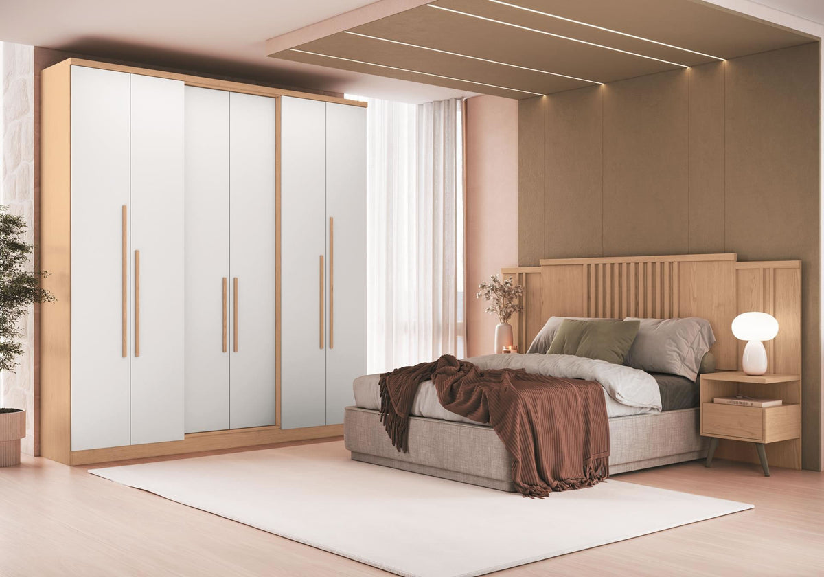 O Roupeiro Sonata 6 Portas da Castro Angelin oferece organização completa com visual clean e elegante para o seu quarto.