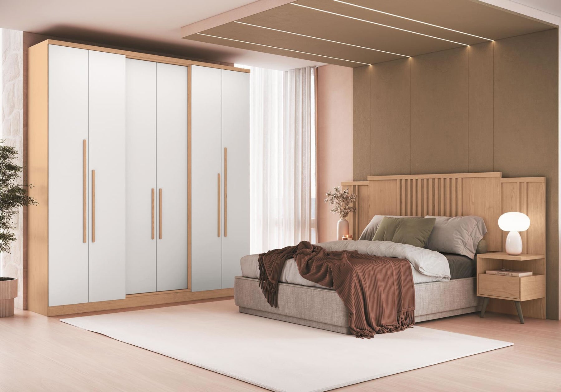 O Roupeiro Sonata 6 Portas da Castro Angelin oferece organização completa com visual clean e elegante para o seu quarto.