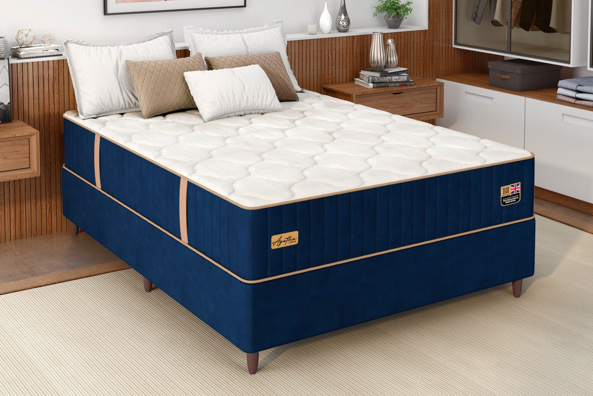 Conjunto Cama Box Casal 138x188x68cm Ágatha Arte Cúbica