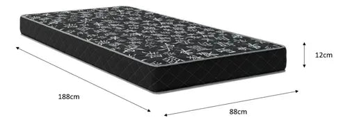 Colchão Solteiro 88 Espuma D20 - Tampo Preto 12cm