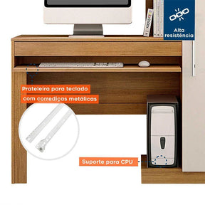 Mesa para Computador com Armário 1 Porta 1 Gaveta Office Valdemóveis Cinamomo/off White Cinamomo Of White