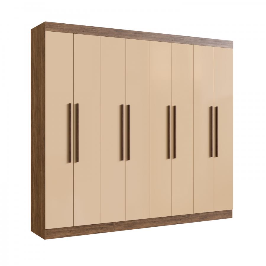 Guarda-roupa Casal Califórnia 8 Portas 4 Gavetas Castanho/nude