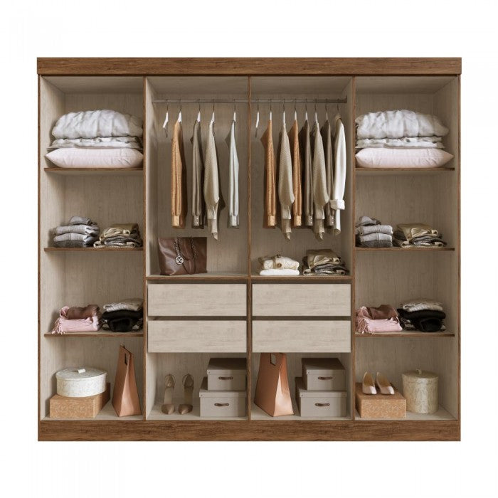 Guarda-roupa Casal Califórnia 8 Portas 4 Gavetas Castanho/nude